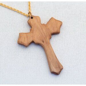 36'' Vintage Wooden Cross Necklace - A7